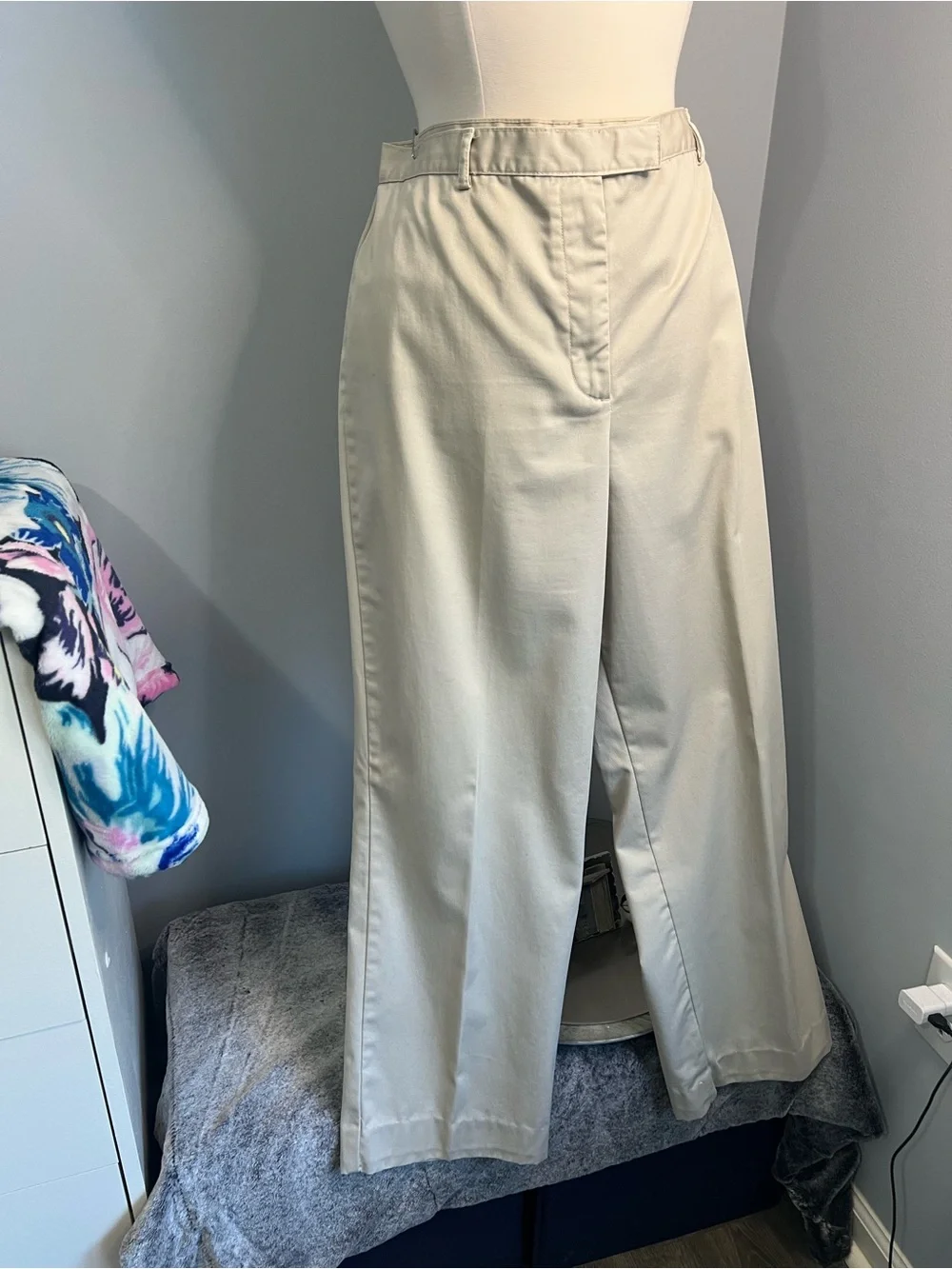 Style & Co. Size 16 Beige Cotton Wide Leg Pants Trousers